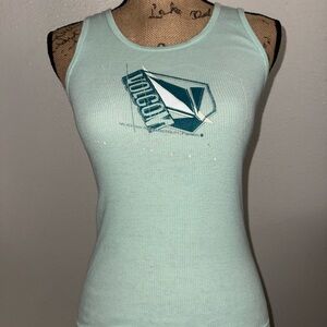 Volcom Mint Green Ribbed Graphic Tank - 2000s Millennial wear